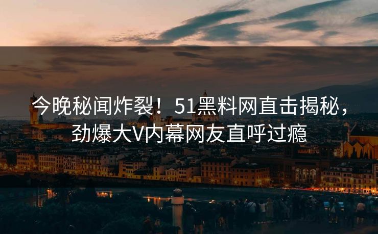 今晚秘闻炸裂！51黑料网直击揭秘，劲爆大V内幕网友直呼过瘾  第1张