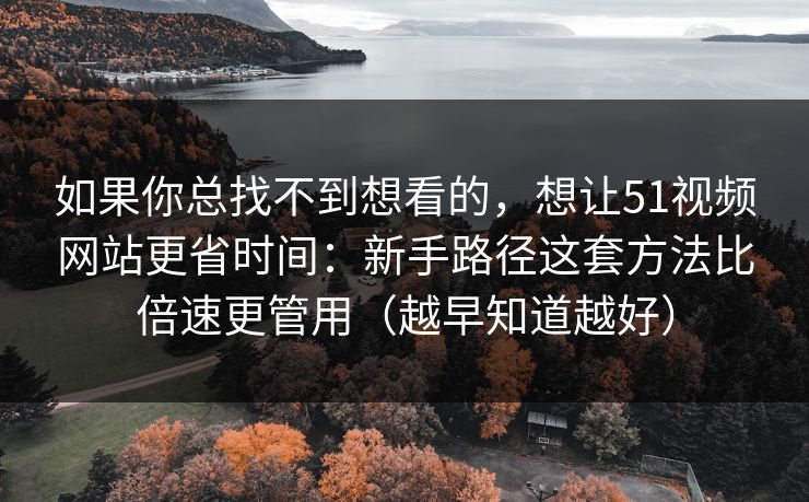 如果你总找不到想看的，想让51视频网站更省时间：新手路径这套方法比倍速更管用（越早知道越好）