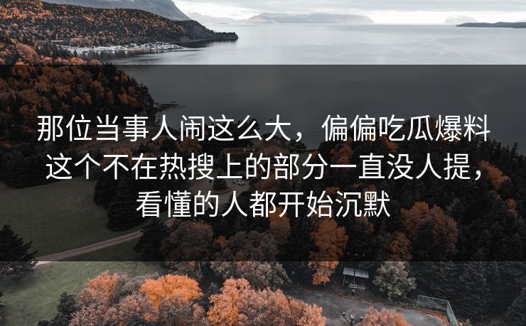 那位当事人闹这么大，偏偏吃瓜爆料这个不在热搜上的部分一直没人提，看懂的人都开始沉默  第1张